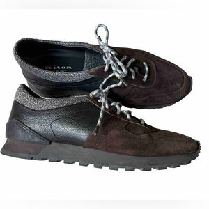 Kiton Italian suede leather sneakers men size 10